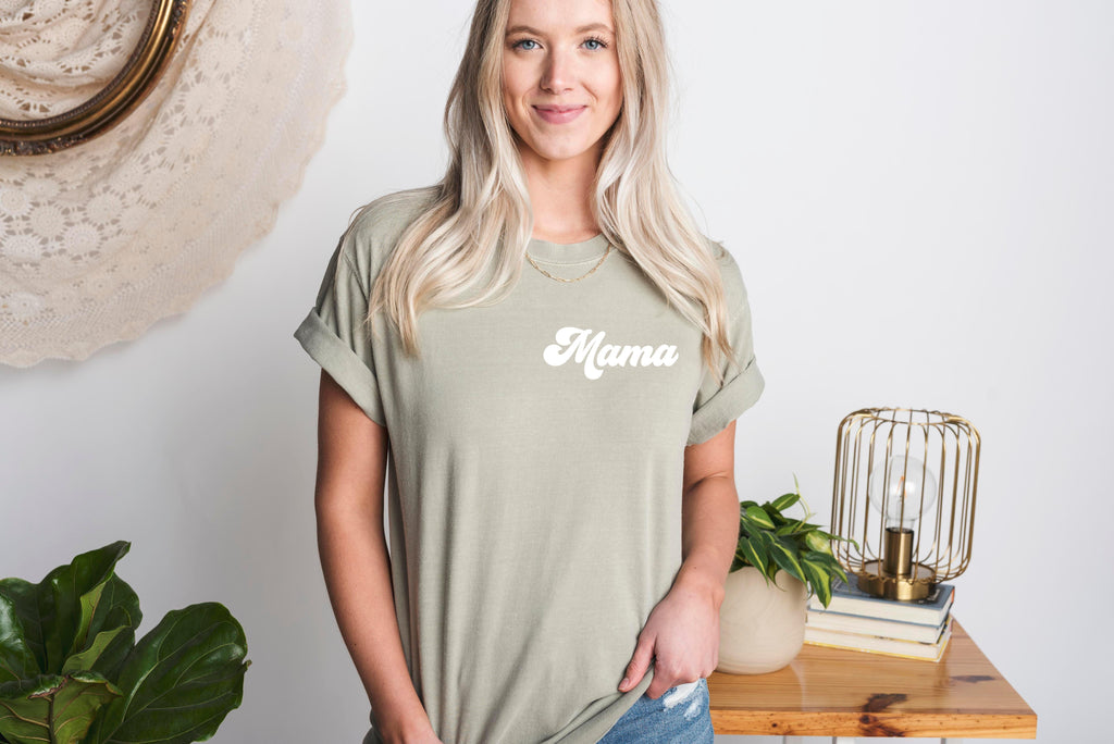 Mama Comfort Colors T Shirt (Groovy Left Chest)
