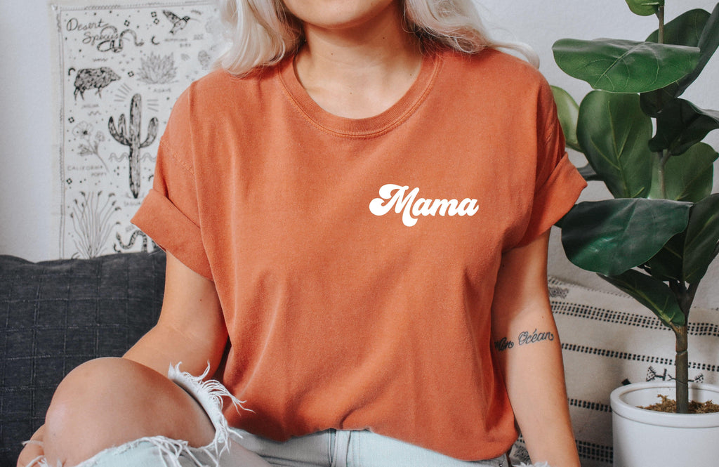 Mama Comfort Colors T Shirt (Groovy Left Chest)