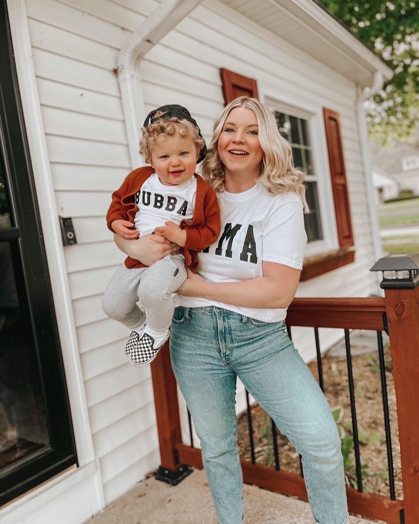 Mama & Dad Family Matching T-shirt (Condensed Font)