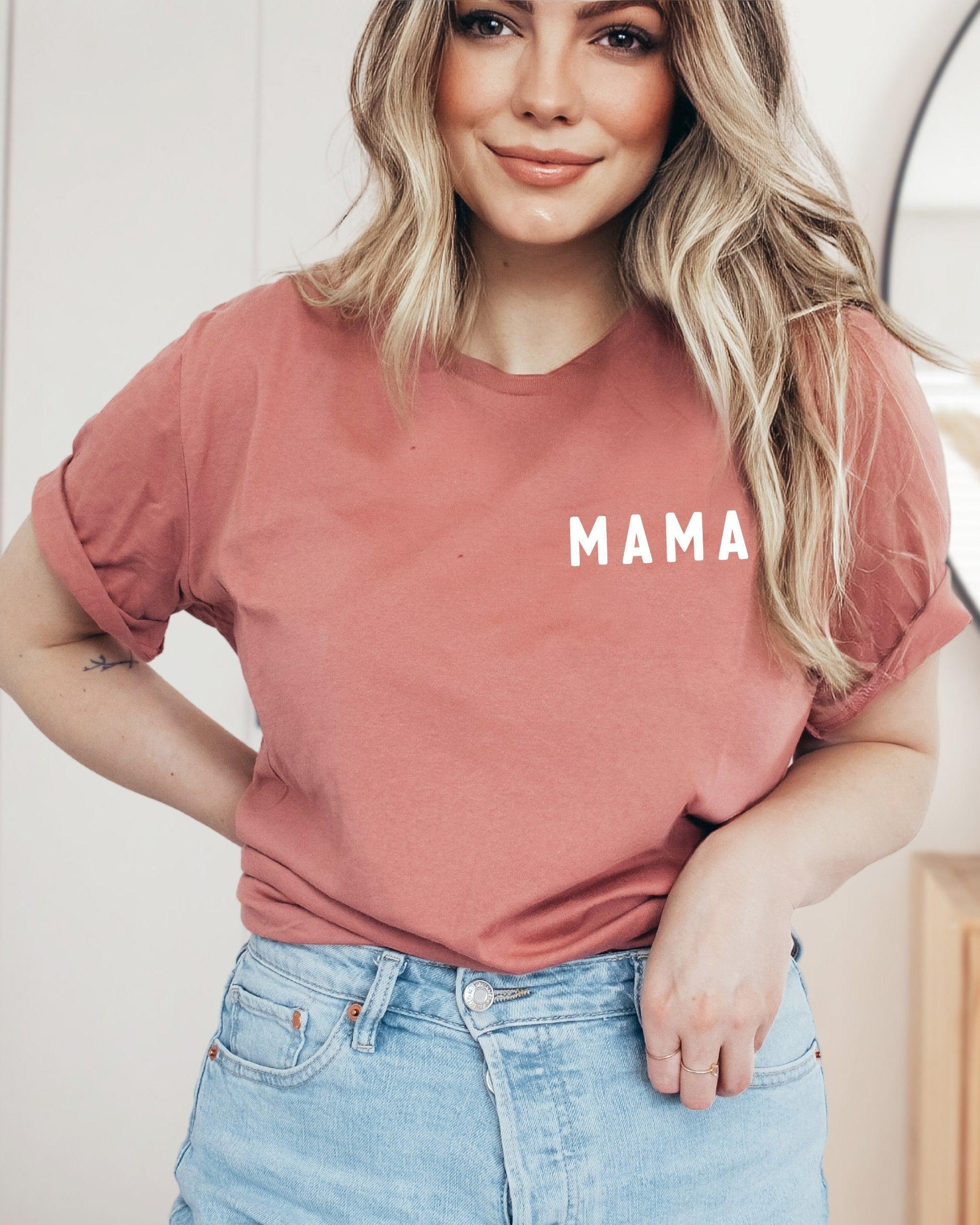 Mama & Dad Family Matching T-shirt (Rounded Left Chest)
