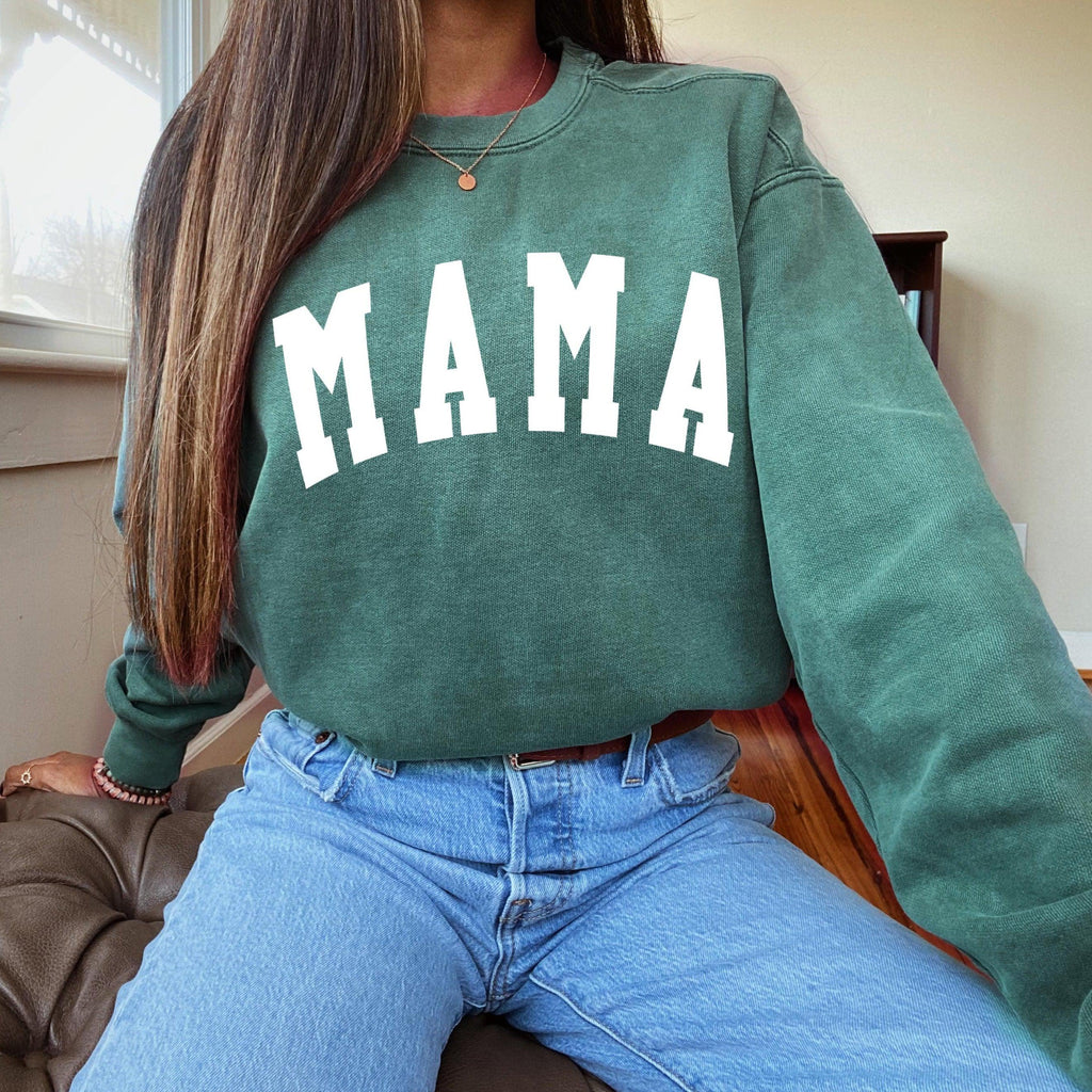 Mama Garment Dyed Comfort Colors Sweatshirt | Mom sweatshirt (Condensed Font)