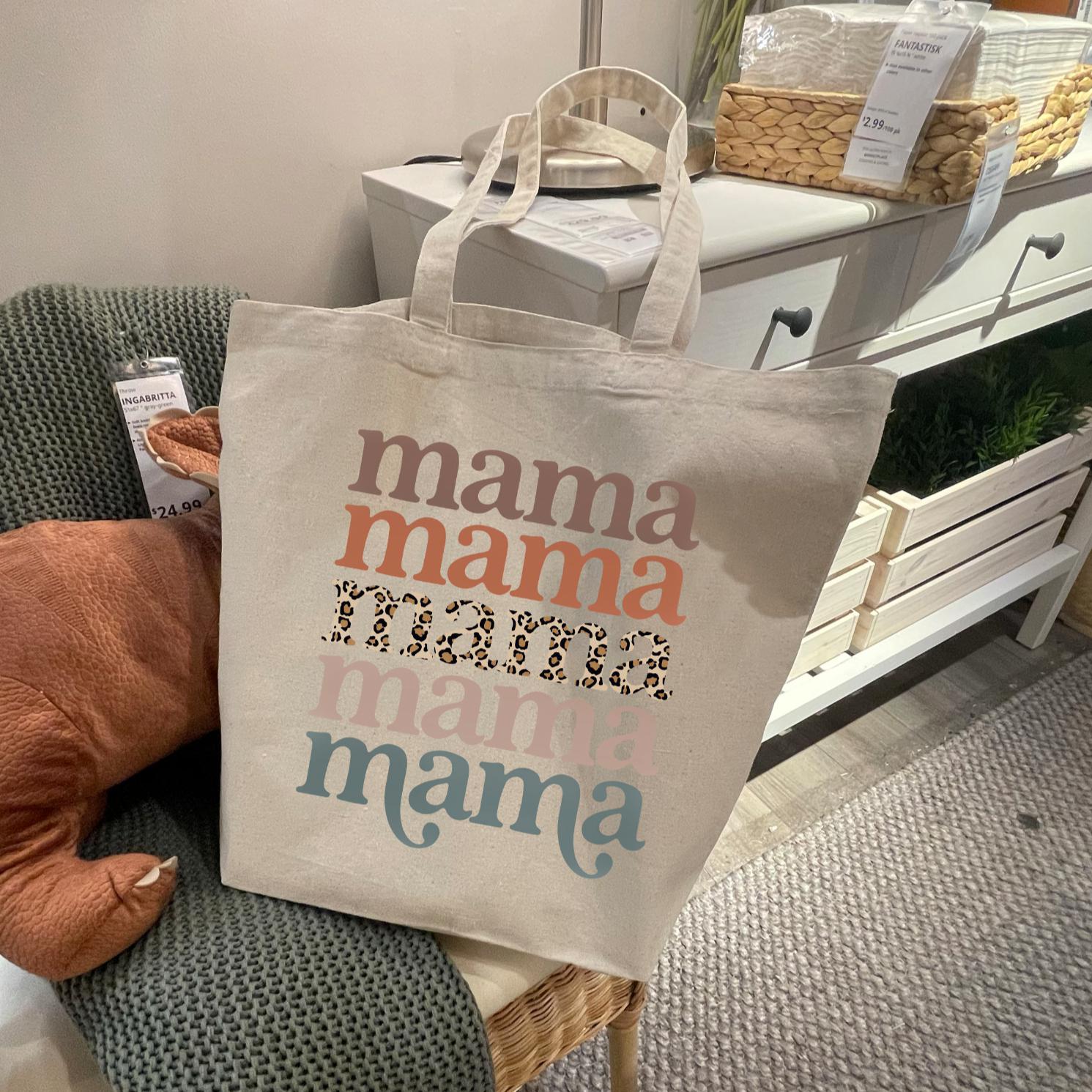 Mama Leopard Bag | Diaper Bag | Mom Canvas Tote Bag