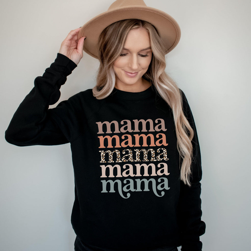 Mama Leopard Sponge Fleece Crewneck Sweatshirt