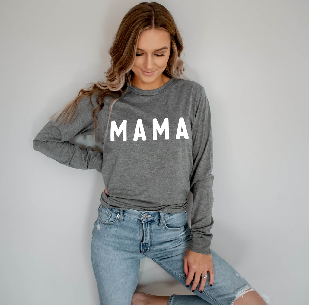 Mama Long Sleeve Tshirt | Mom long sleeve shirt (Rounded font)
