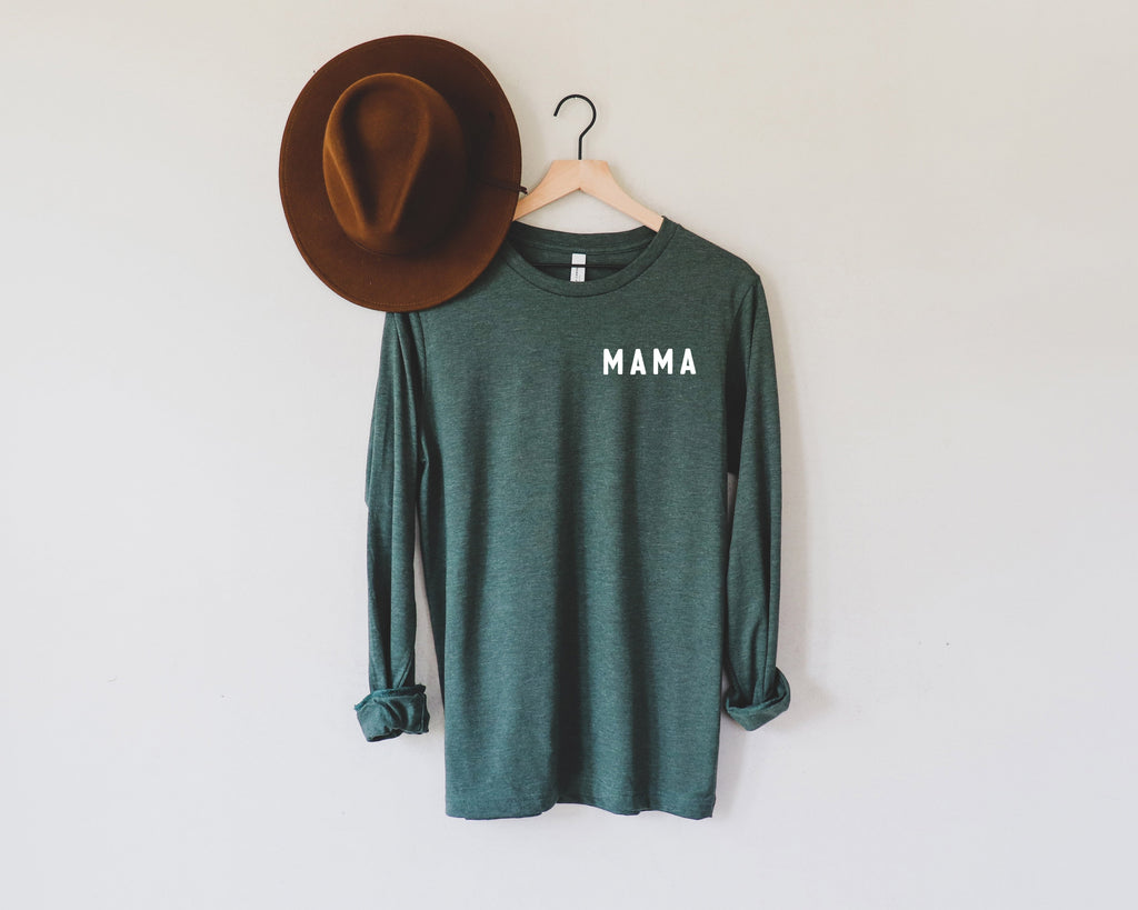 Mama Long Sleeve Tshirt | Mom long sleeve shirt (Rounded font corner)