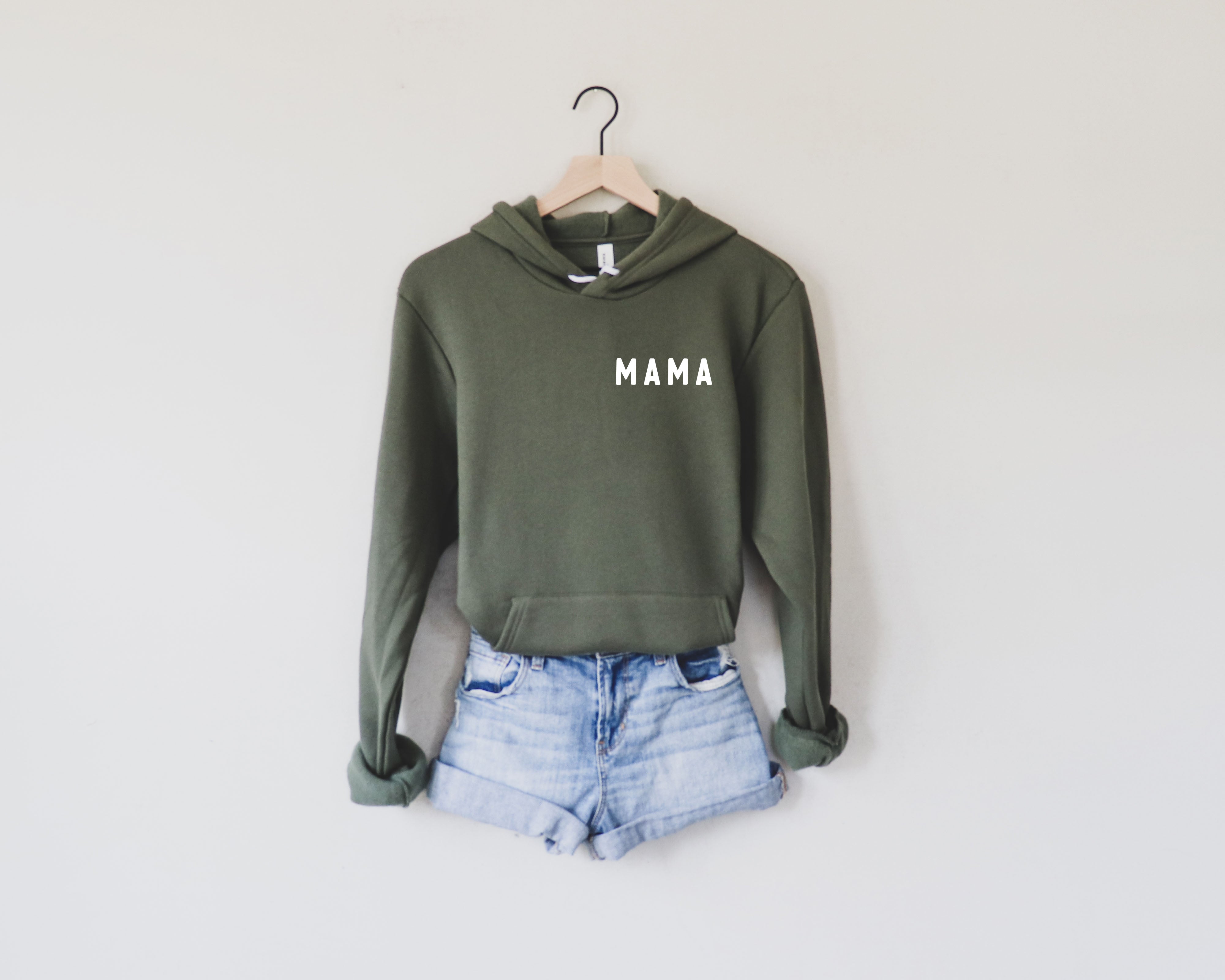 Mama Sponge Fleece hoodie Sweatshirt (Rounded font Left Chest)