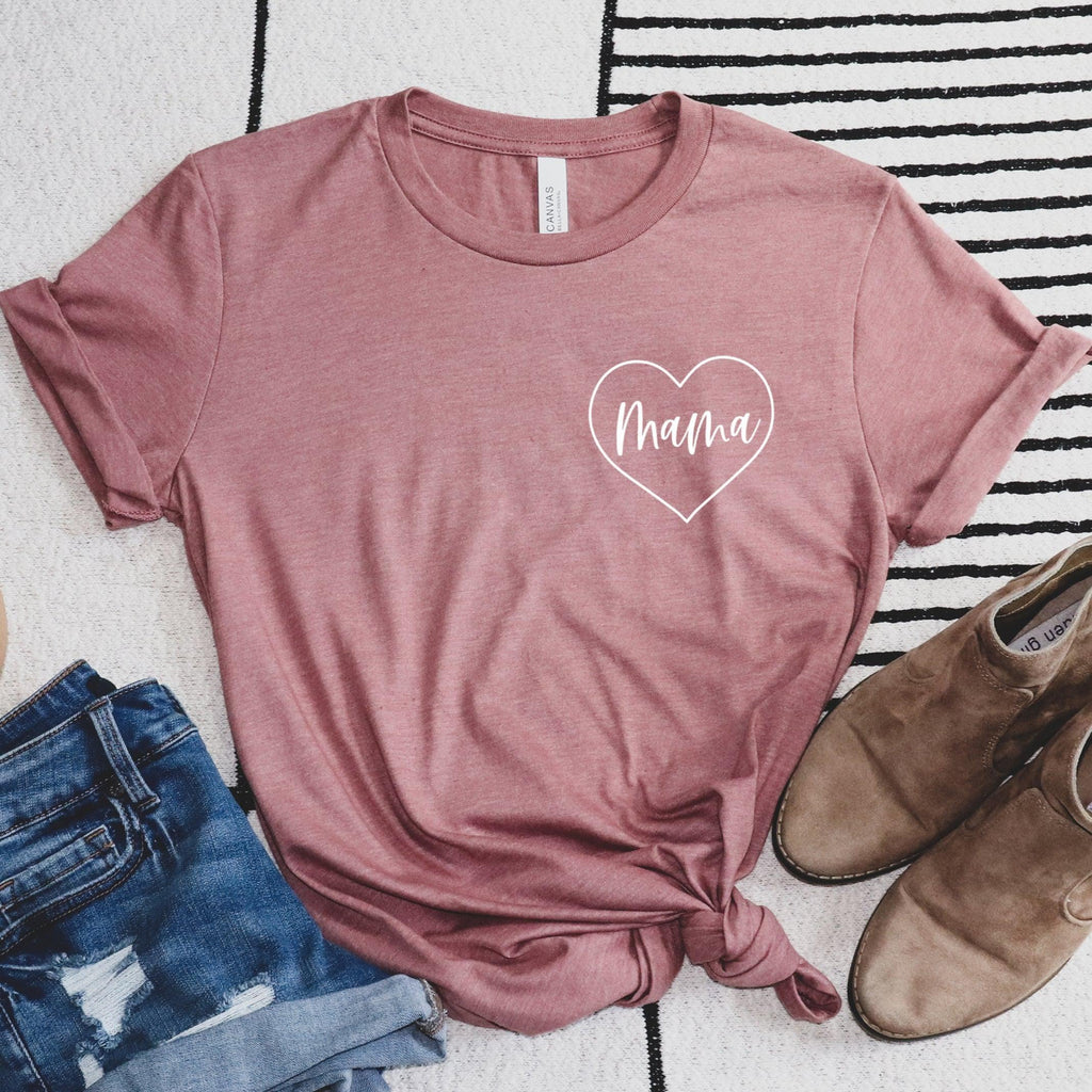 Mama T-shirt | Mom shirt, Pregnancy announcement (Heart Around)