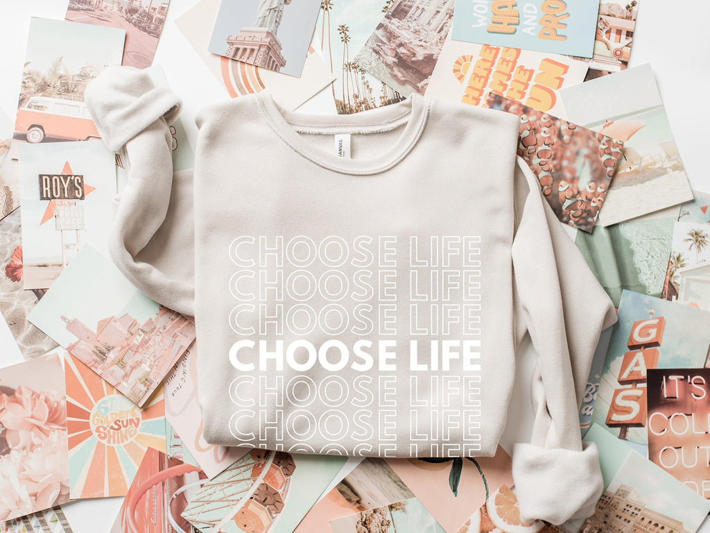 March For Life Choose Life Christian Sponge Fleece Crewneck Sweatshirt (Repeat)