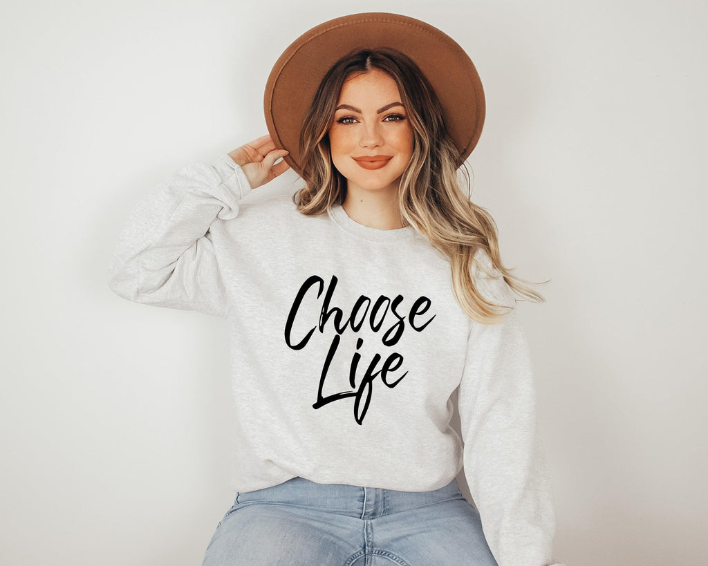 March For Life Choose Life Christian Sweatshirt (Cursive)