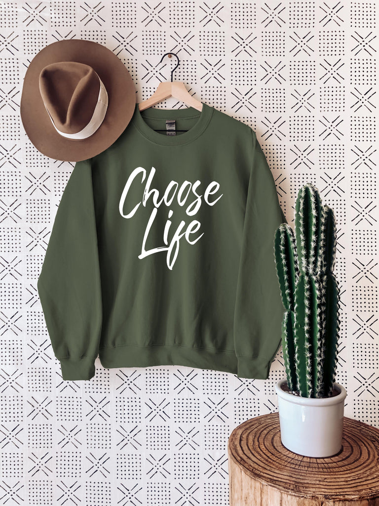 March For Life Choose Life Christian Sweatshirt (Cursive)