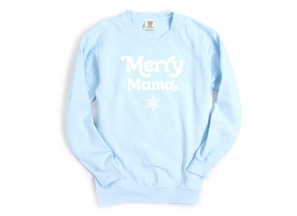 Merry Mama Christmas Garment Dyed Comfort Colors Sweatshirt