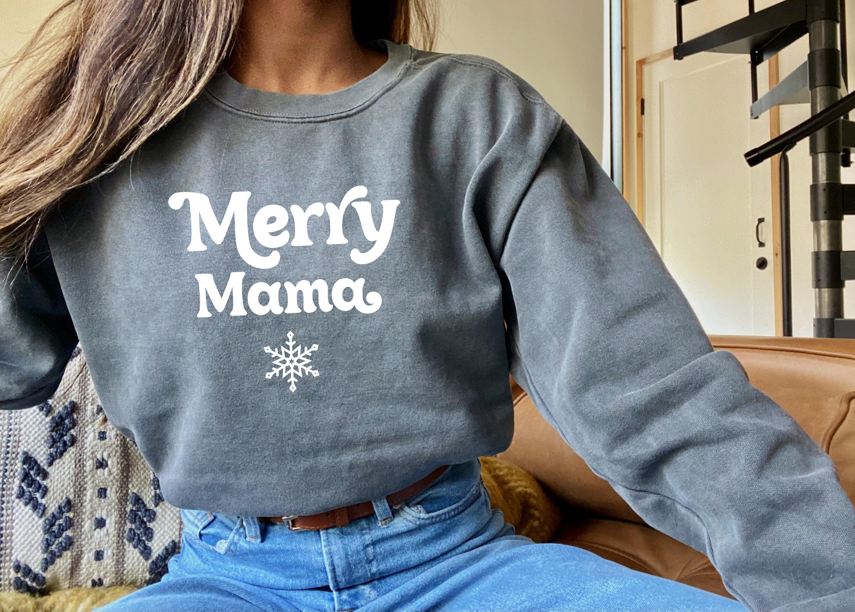 Merry Mama Christmas Garment Dyed Comfort Colors Sweatshirt