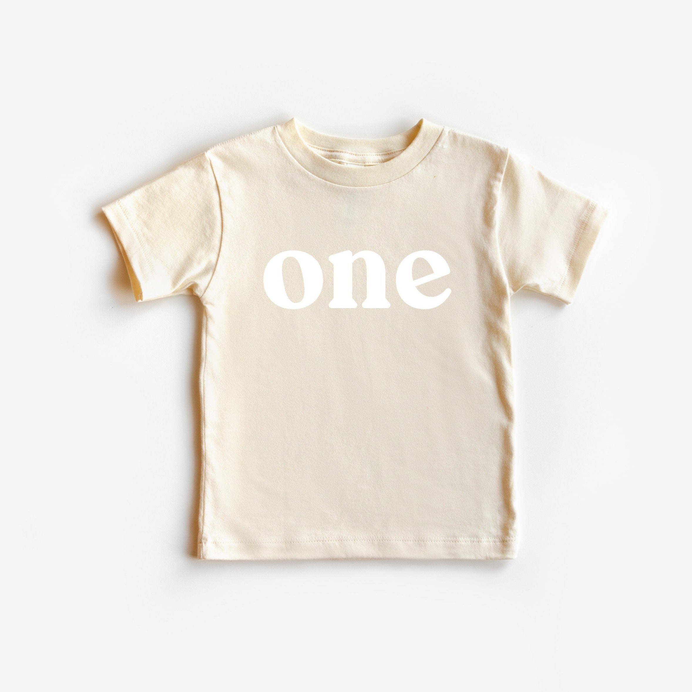 One First Birthday Organic Cotton Kids Tee (Serif)