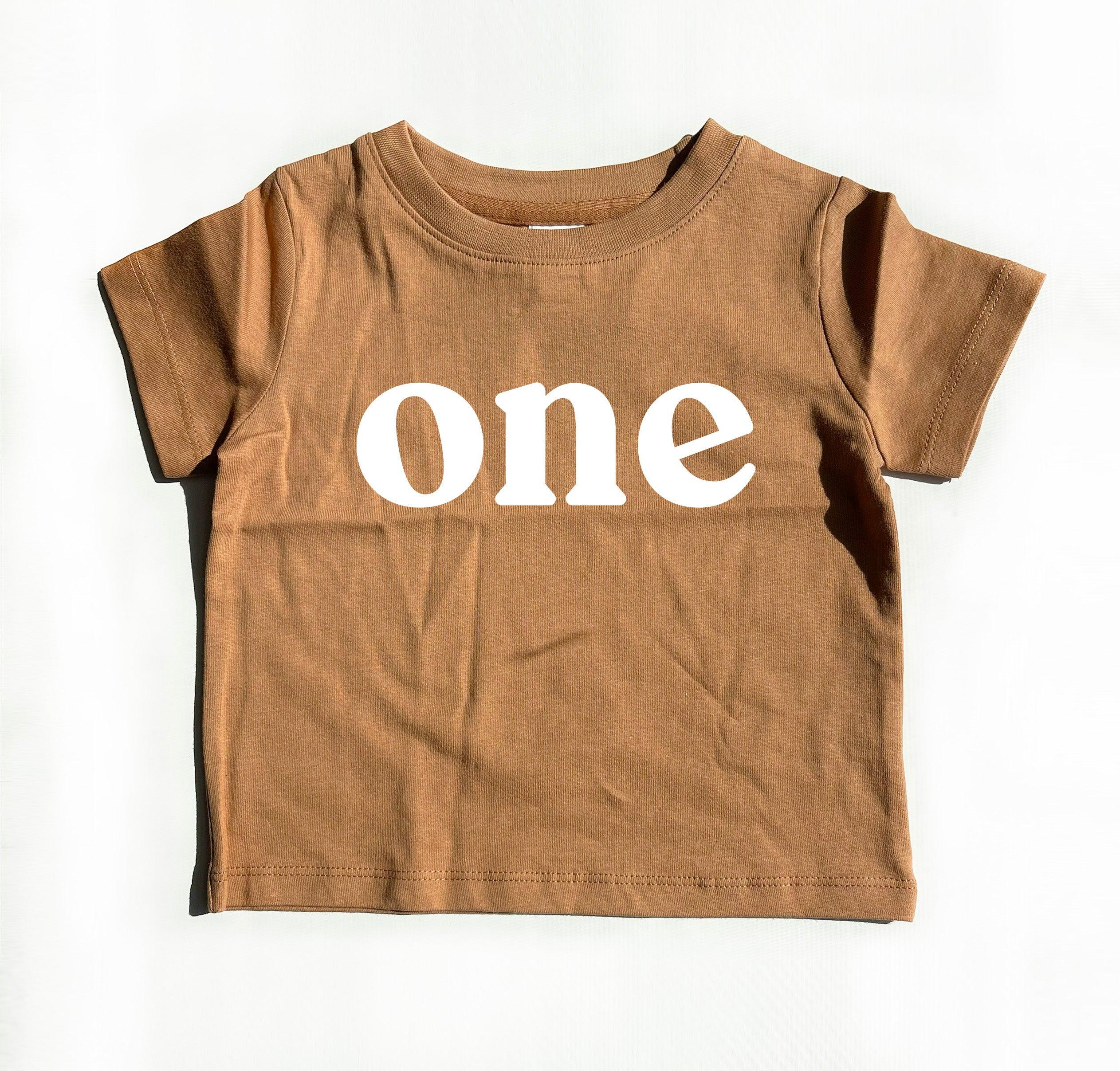 One First Birthday Organic Cotton Kids Tee (Serif)