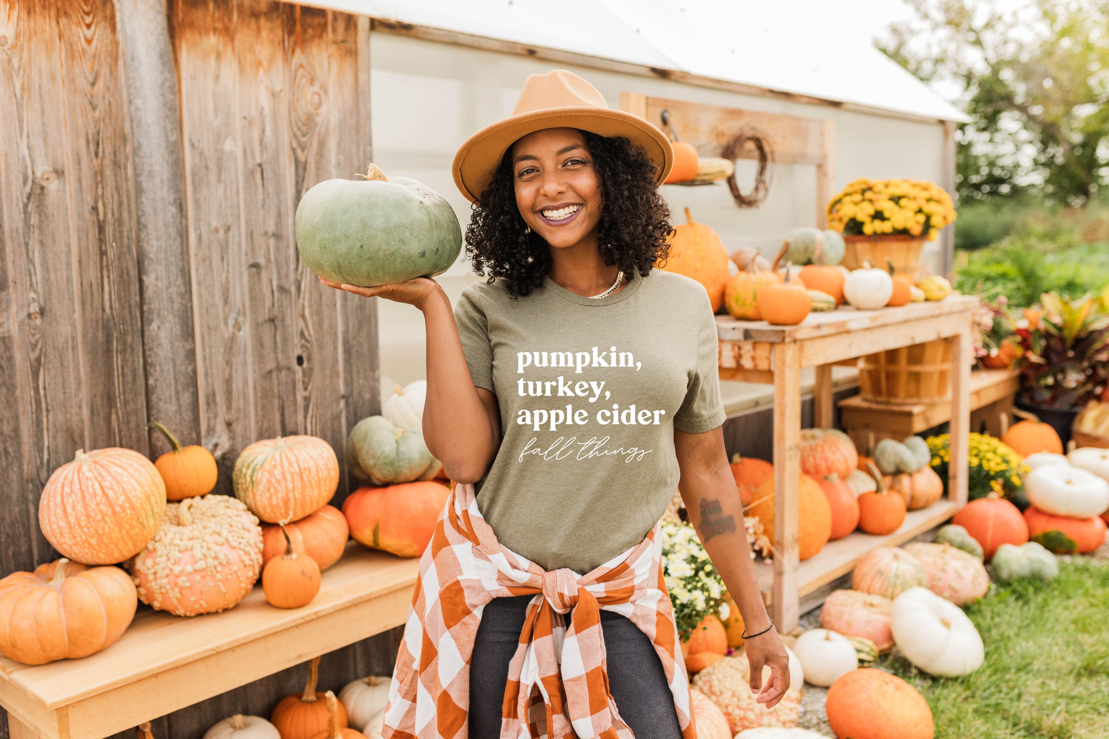 Pumpkin, Turkey, Apple Cider, Fall things Fall Tshirt | Thanksgiving day