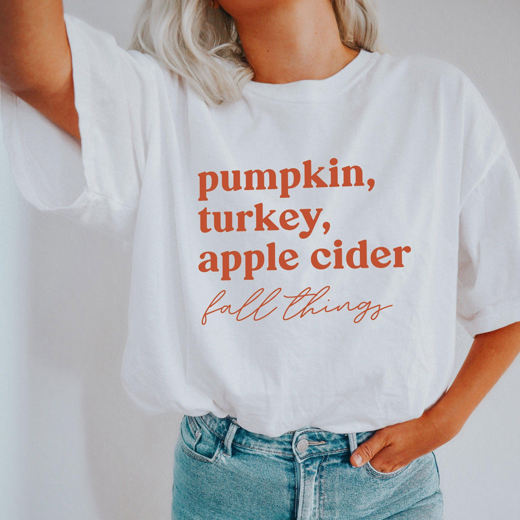 Pumpkin, Turkey, Apple Cider, fall things Comfort Colors T Shirt