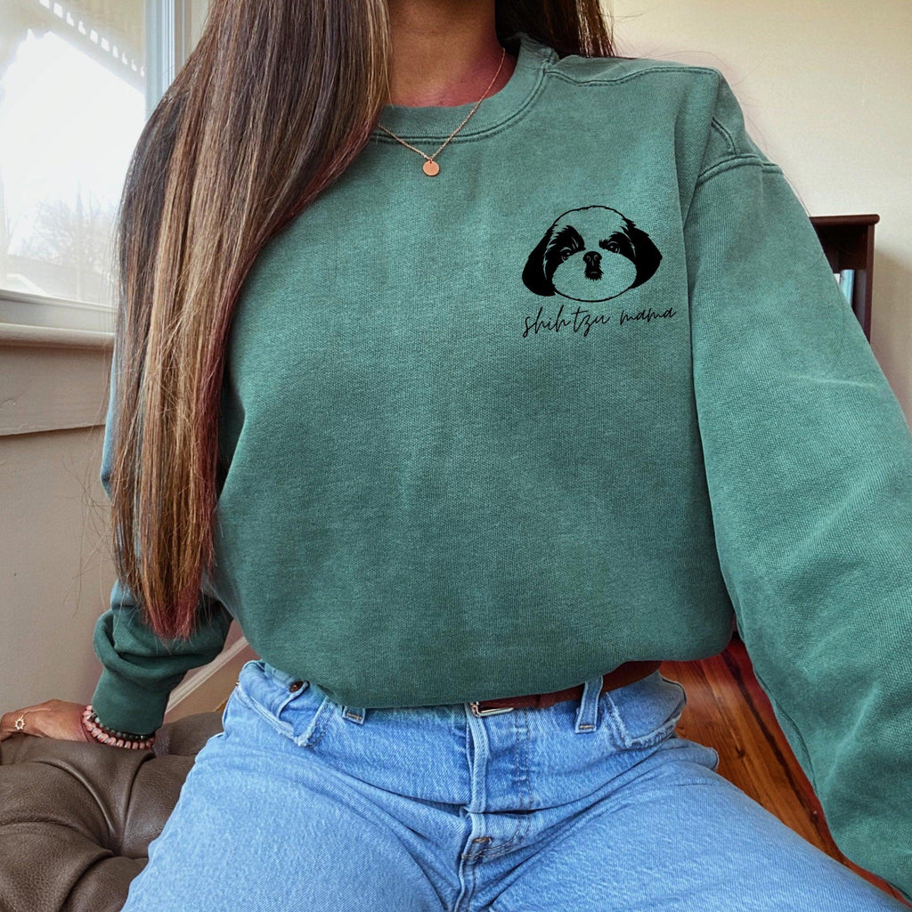 Shih Tzu Dog Mom Garment Dyed Comfort Colors Sweatshirt