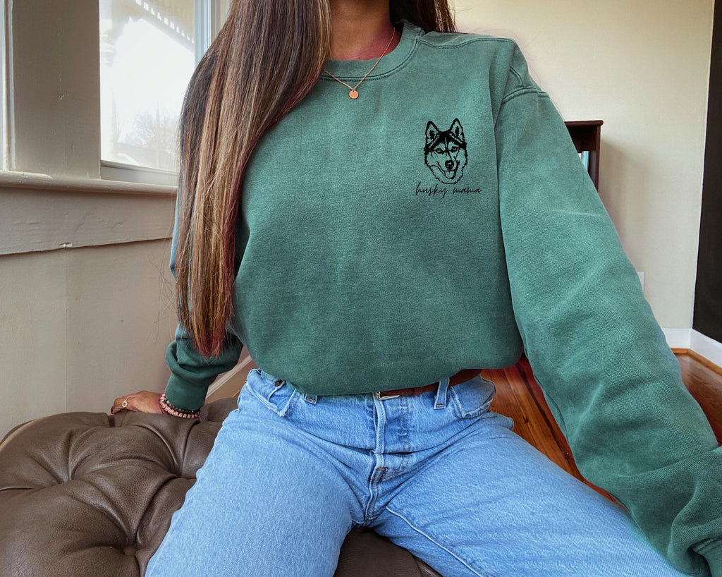 Siberian Husky Dog mom Garment Dyed Comfort Colors Sweatshirt