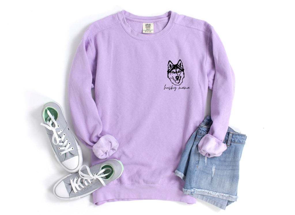 Siberian Husky Dog mom Garment Dyed Comfort Colors Sweatshirt