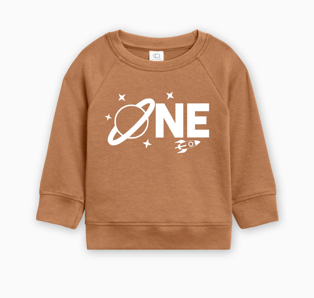 Space One 1st Birthday Boy Organic Cotton Pullover
