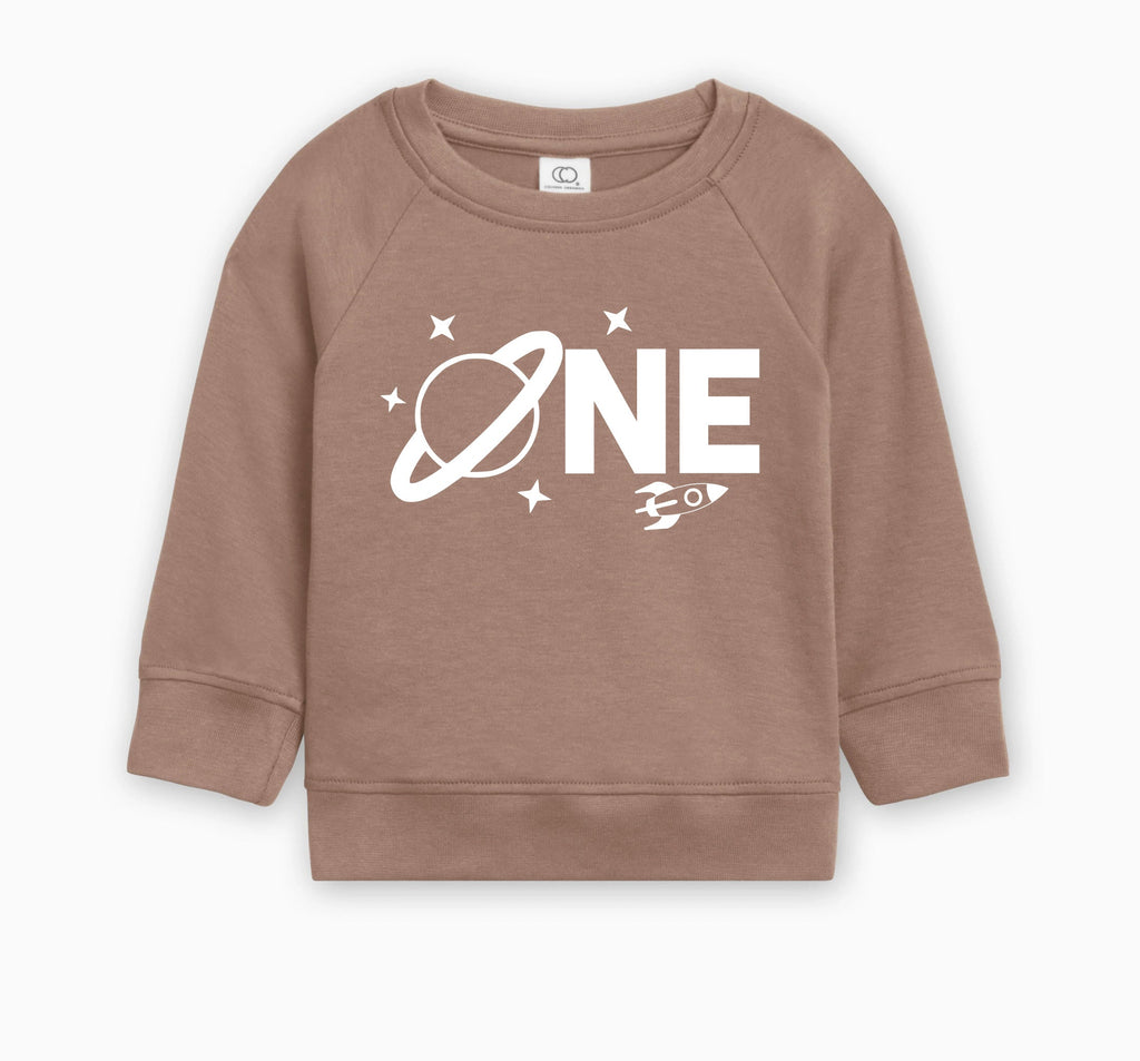 Space One 1st Birthday Boy Organic Cotton Pullover
