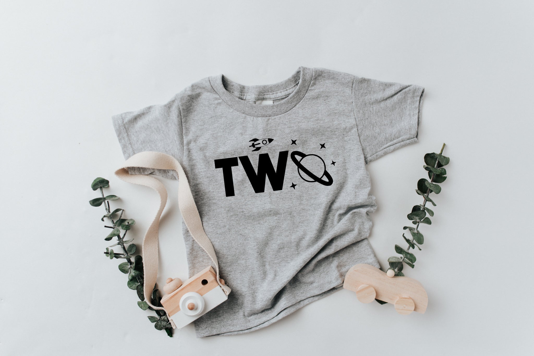 Space themed Two 2nd Birthday Kids T-Shirt | Baby birthday shirt