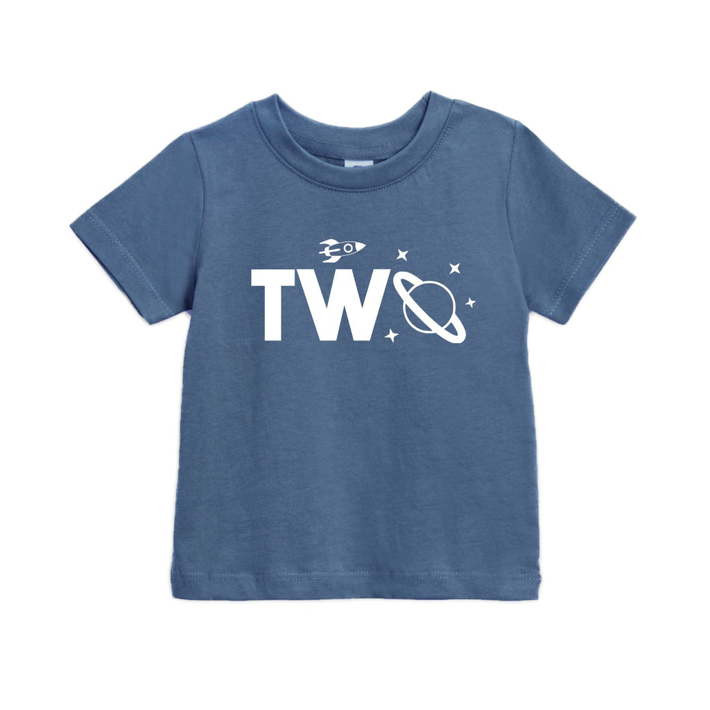Space themed Two 2nd Birthday Kids T-Shirt | Baby birthday shirt