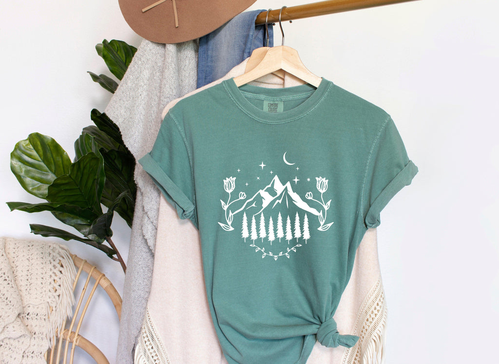 The Mountain and flowers Comfort Colors T Shirt