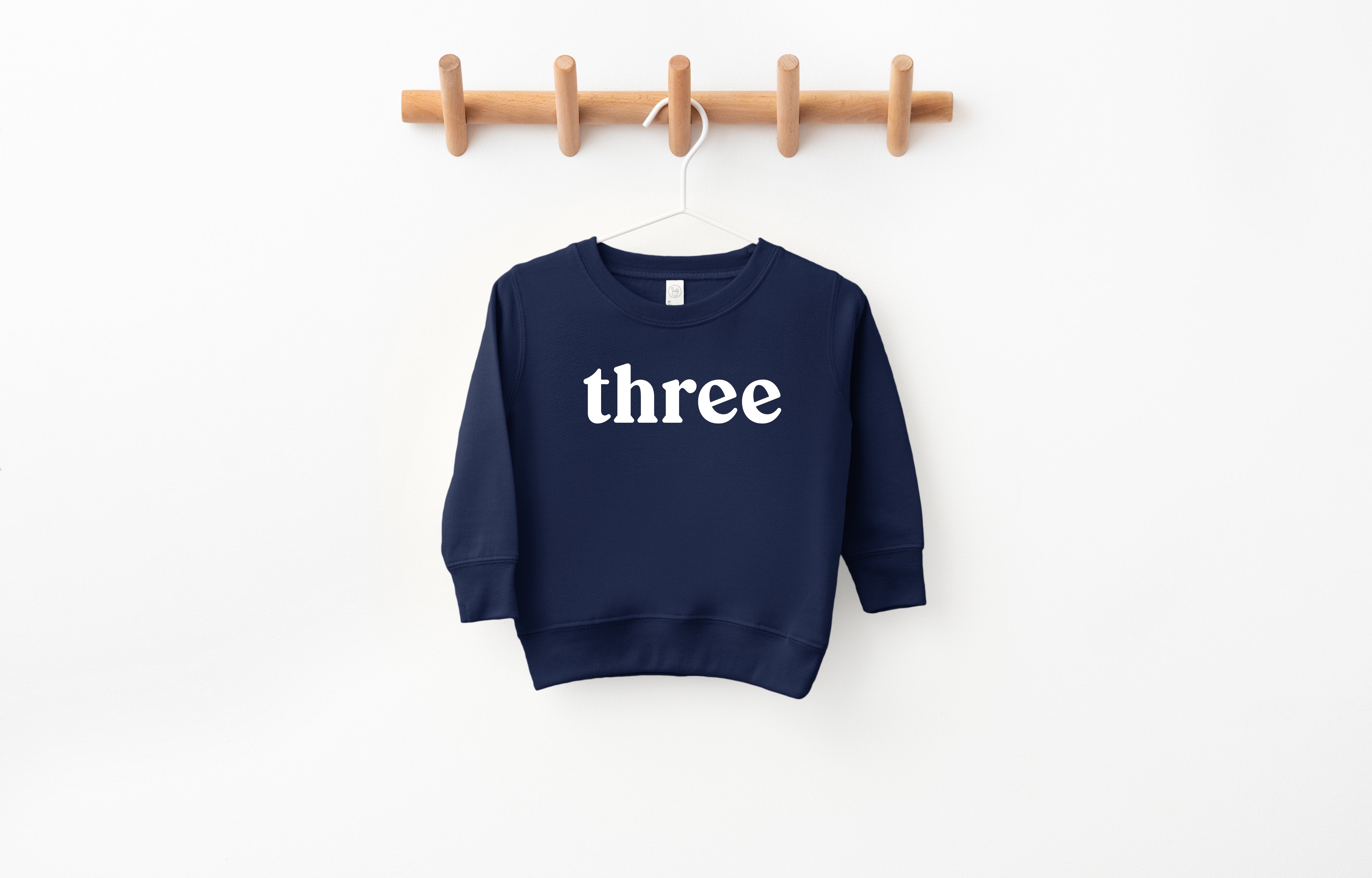 Three Toddler Kids Birthday Sweatshirt (Serif)